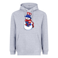 Heather Grey Patriotic snowman 4th of july Heavyweight Hoodie - HowdyJamesFarm