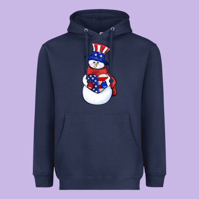 Patriotic Snowman 4th Of July Heavyweight Hoodie Designed By Howdyjamesfarm