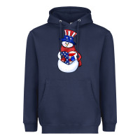 Navy Patriotic snowman 4th of july Heavyweight Hoodie - HowdyJamesFarm