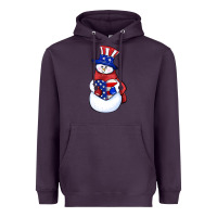 Plum Patriotic snowman 4th of july Heavyweight Hoodie - HowdyJamesFarm