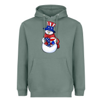 Sage Patriotic snowman 4th of july Heavyweight Hoodie - HowdyJamesFarm