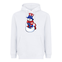 White Patriotic snowman 4th of july Heavyweight Hoodie - HowdyJamesFarm
