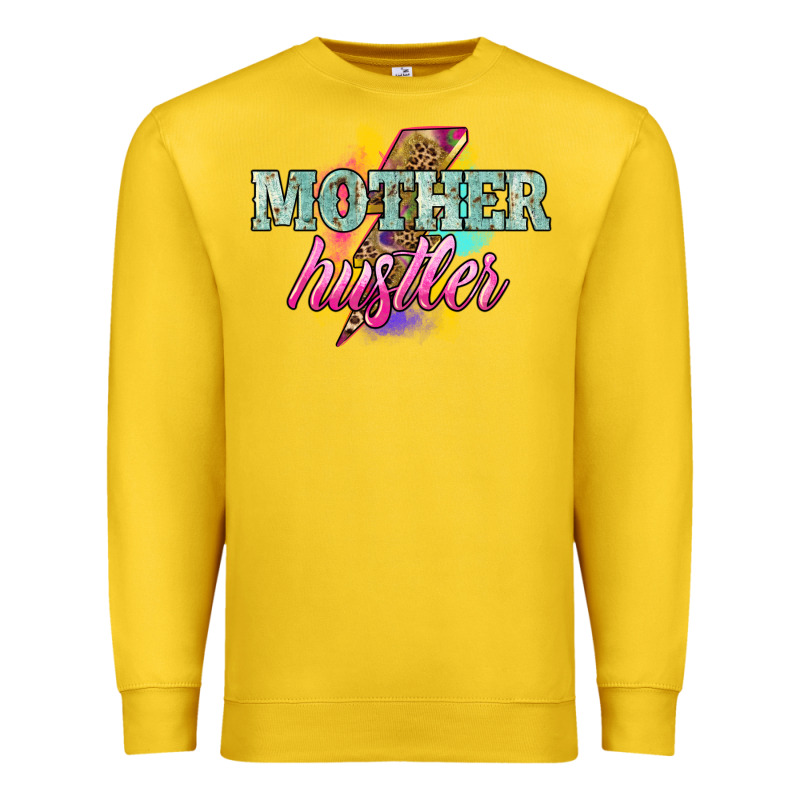 Mother Hustler Lightning Bolt Mother's Day Premium Sweatshirt by HowdyJamesFarm | Teevron