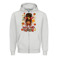 Santa Favorite Banker Afro Messy Bun Zipper Hoodie | Teevron