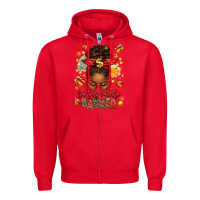 Red santa favorite banker afro messy bun Zipper Hoodie - texasbilliewilder