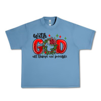 Pebble Blue with god all things are possible Urban Heavy Tee - MaliasSmallBusiness