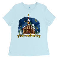 Baby Blue Christmas church and snow grace and mercy Ladies Tee - AdoDesignShop