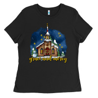 Black Christmas church and snow grace and mercy Ladies Tee - AdoDesignShop