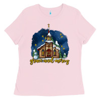 Bubblegum Pink Christmas church and snow grace and mercy Ladies Tee - AdoDesignShop