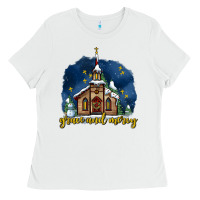White Christmas church and snow grace and mercy Ladies Tee - AdoDesignShop