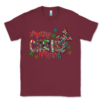 Burgundy Merry Christmas Classic Tee - CowhideDigitalArt