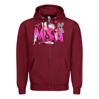 Burgundy breast cancer msa medical support assistant Zipper Hoodie - texasbilliewilder
