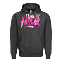 Charcoal Heather breast cancer msa medical support assistant Zipper Hoodie - texasbilliewilder