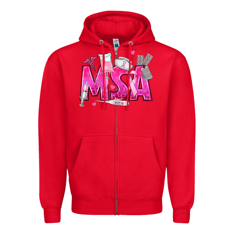 Breast Cancer Msa Medical Support Assistant Zipper Hoodie by texasbilliewilder | Teevron