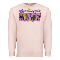 Pale Pink Mardi gras mama with beads mother's day Premium Sweatshirt - HowdyJamesFarm