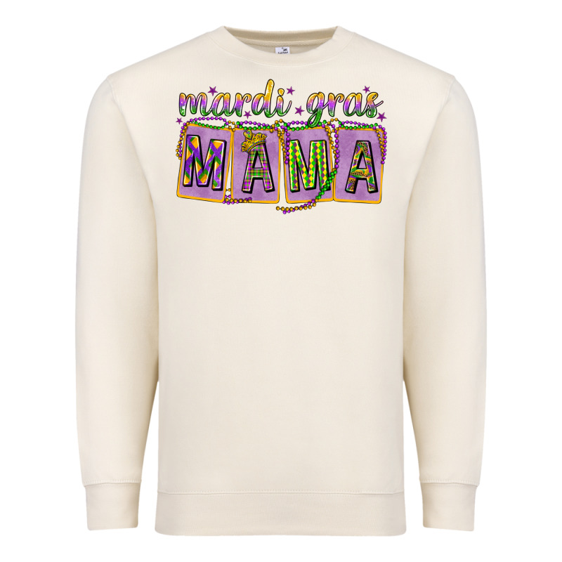 Mardi Gras Mama With Beads Mother's Day Premium Sweatshirt by HowdyJamesFarm | Teevron