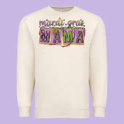 Mardi Gras Mama With Beads Mother's Day Premium Sweatshirt Designed By Howdyjamesfarm