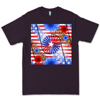 Plum patriotic usa flag and sunflower Premium Tee - BundleAndBundleShop