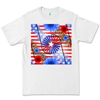 White patriotic usa flag and sunflower Premium Tee - BundleAndBundleShop