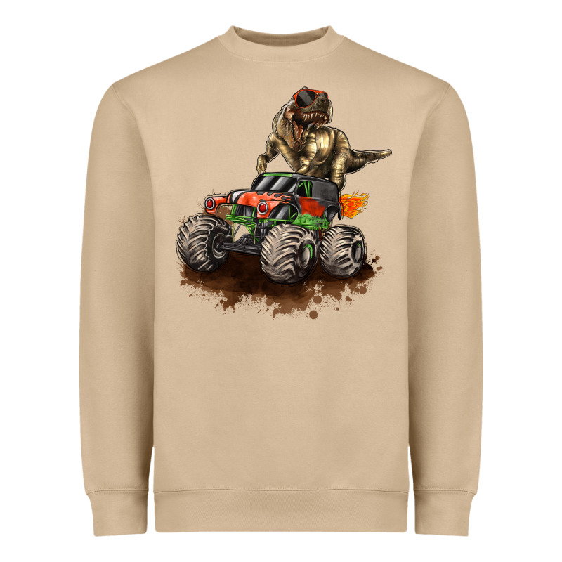 Monster Truck And T Rex Dinosaur Heavyweight Sweatshirt by LillyAllenDesigns | Teevron