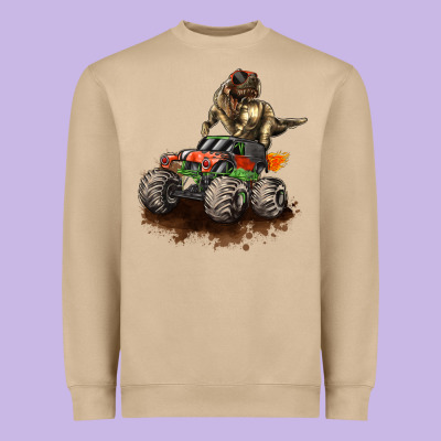 Monster Truck And T Rex Dinosaur Heavyweight Sweatshirt Designed By Lillyallendesigns