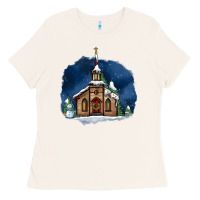 Bone Christmas church and snow Ladies Tee - AdoDesignShop