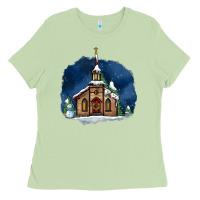 Matcha Christmas church and snow Ladies Tee - AdoDesignShop