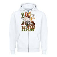 White Boo haw Zipper Hoodie - NancyCooperArtShop