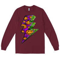 Burgundy halloween lightning bolt Long Sleeve Tee - BundleAndBundleShop