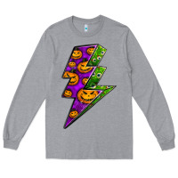 Heather Grey halloween lightning bolt Long Sleeve Tee - BundleAndBundleShop