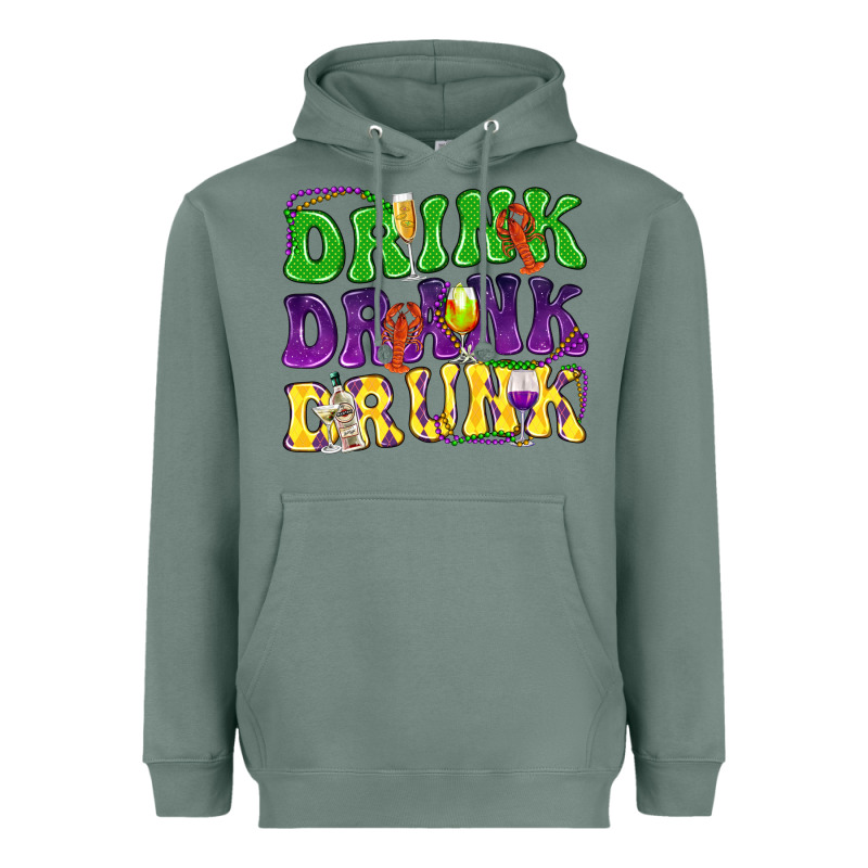 Drink Drank Drunk Mardi Gras Heavyweight Hoodie by HowdyJamesFarm | Teevron