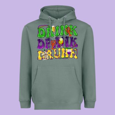 Drink Drank Drunk Mardi Gras Heavyweight Hoodie Designed By Howdyjamesfarm