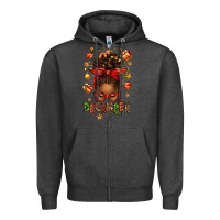Charcoal Heather december girl christmas afro messy bun Zipper Hoodie - texasbilliewilder
