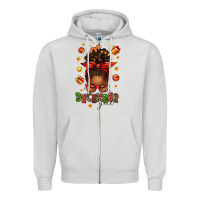 Dove Grey december girl christmas afro messy bun Zipper Hoodie - texasbilliewilder