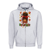 Heather Grey december girl christmas afro messy bun Zipper Hoodie - texasbilliewilder