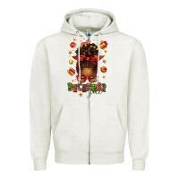 Oatmeal Heather december girl christmas afro messy bun Zipper Hoodie - texasbilliewilder