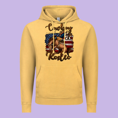 Cowboy Up Rodeo Bucking Bronco Vintage Hoodie Designed By Jasminsmagicworld