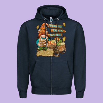 Pumpkin Patch Hayrides And Corn Maze Zipper Hoodie Designed By Nancycooperartshop