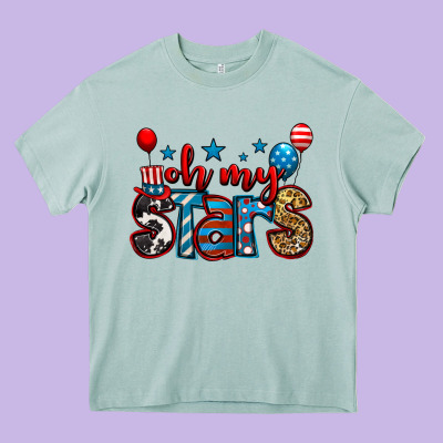 Oh My Stars 4th Of July Heavy Core Tee Designed By Jasminsmagicworld