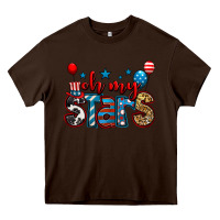 Chocolate Brown oh my stars 4th of july Heavy Core Tee - Jasminsmagicworld