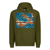 Army Green leopard glitter american flag Premium Hoodie - CowGirlArtShop