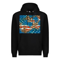 Black leopard glitter american flag Premium Hoodie - CowGirlArtShop