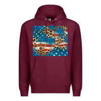 Burgundy leopard glitter american flag Premium Hoodie - CowGirlArtShop