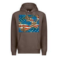 Coffee leopard glitter american flag Premium Hoodie - CowGirlArtShop