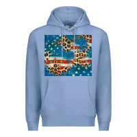 Colony Blue leopard glitter american flag Premium Hoodie - CowGirlArtShop