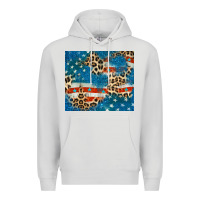 Dove Grey leopard glitter american flag Premium Hoodie - CowGirlArtShop