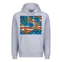 Heather Grey leopard glitter american flag Premium Hoodie - CowGirlArtShop