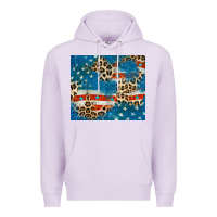 Lilac leopard glitter american flag Premium Hoodie - CowGirlArtShop