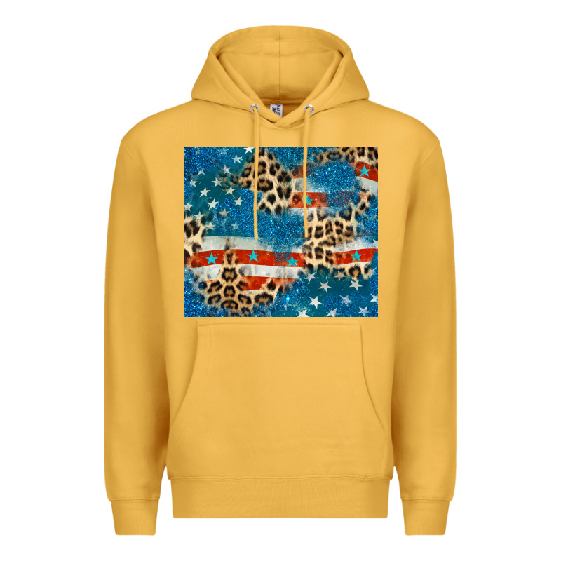 Leopard Glitter American Flag Premium Hoodie by CowGirlArtShop | Teevron