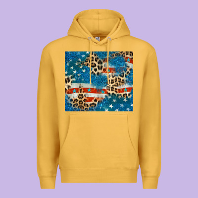 Leopard Glitter American Flag Premium Hoodie Designed By Cowgirlartshop
